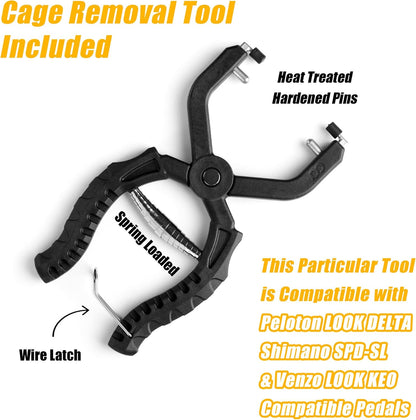 Sealed Fitness Exercise Indoor Bike Bicycle Pedals & Cleats - Compatible with Peloton, Look Delta & Shimano SPD - with Toe Cages Pedals Set or Cage Removal Tool for Indoor Fitness Exercise