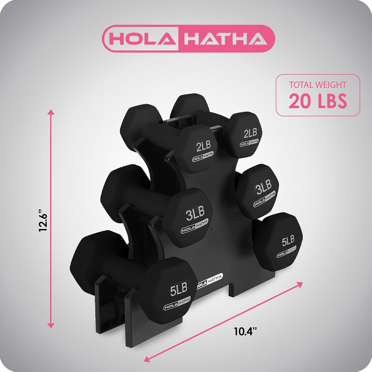 1, 2 and 3 lb Neoprene Dumbbell Strength Training Weight Set with Rack