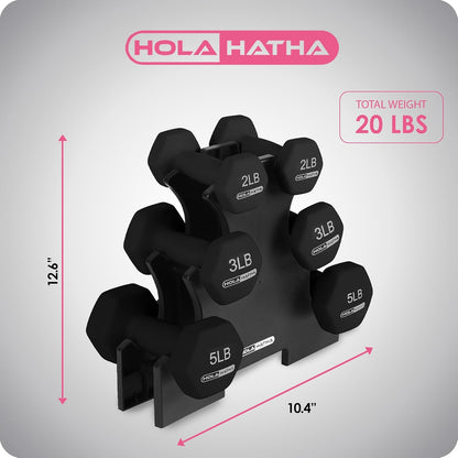 1, 2 and 3 lb Neoprene Dumbbell Strength Training Weight Set with Rack