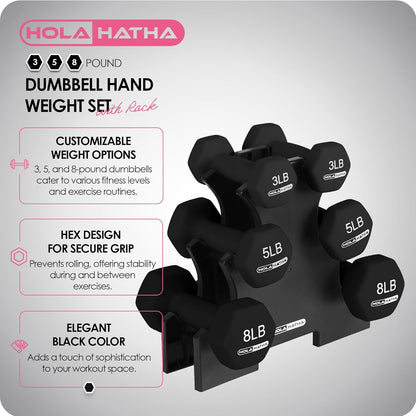 1, 2 and 3 lb Neoprene Dumbbell Strength Training Weight Set with Rack