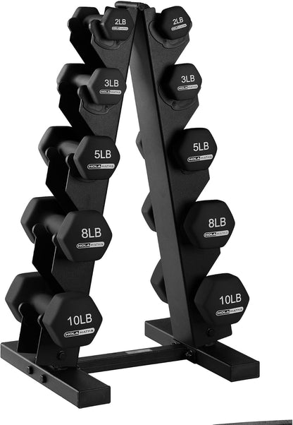 1, 2 and 3 lb Neoprene Dumbbell Strength Training Weight Set with Rack