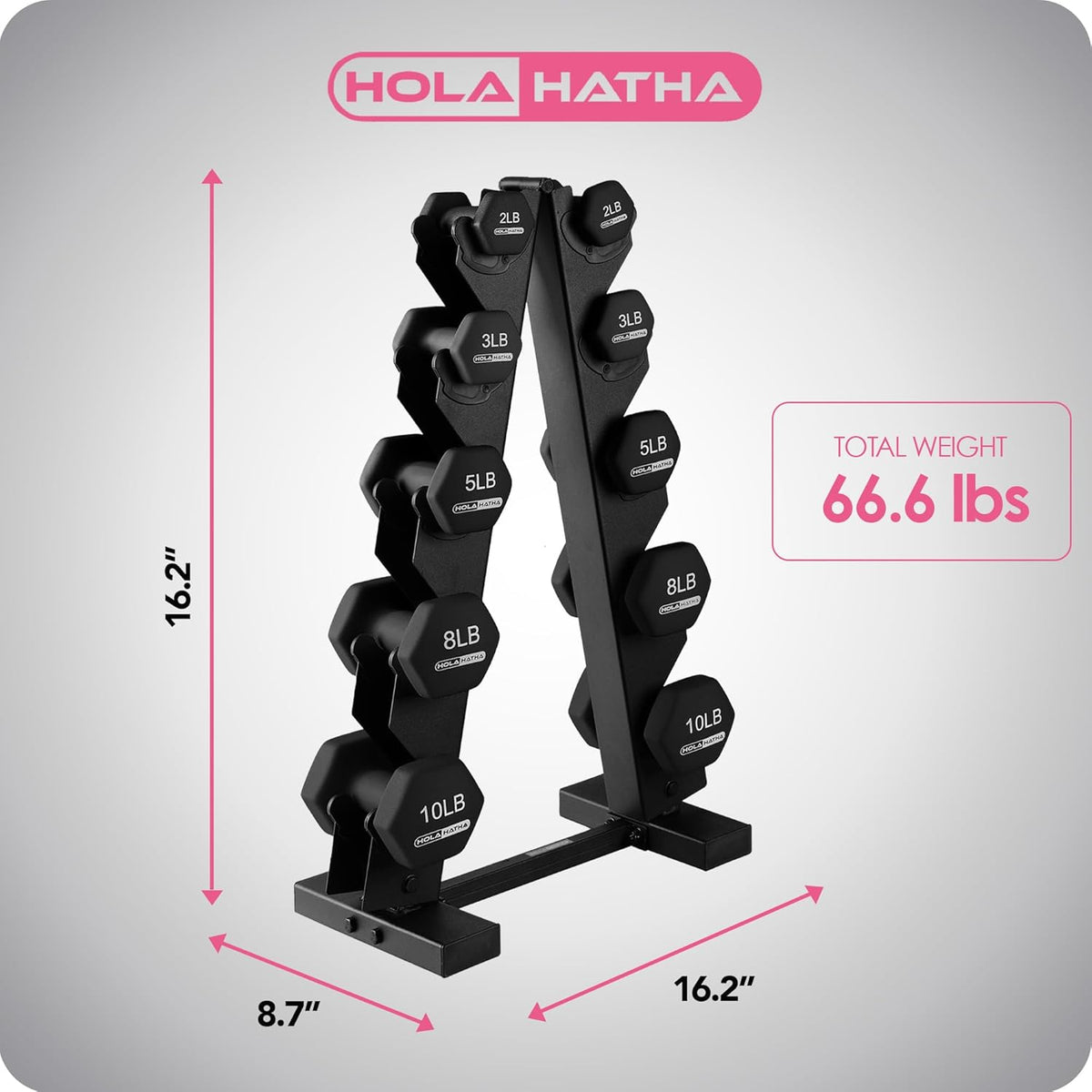 1, 2 and 3 lb Neoprene Dumbbell Strength Training Weight Set with Rack