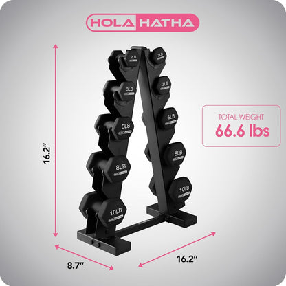 1, 2 and 3 lb Neoprene Dumbbell Strength Training Weight Set with Rack