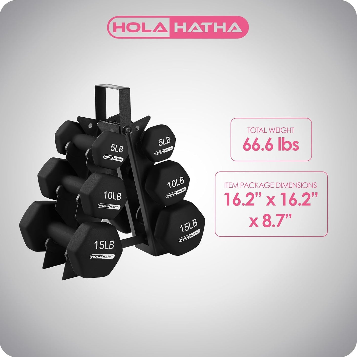 1, 2 and 3 lb Neoprene Dumbbell Strength Training Weight Set with Rack