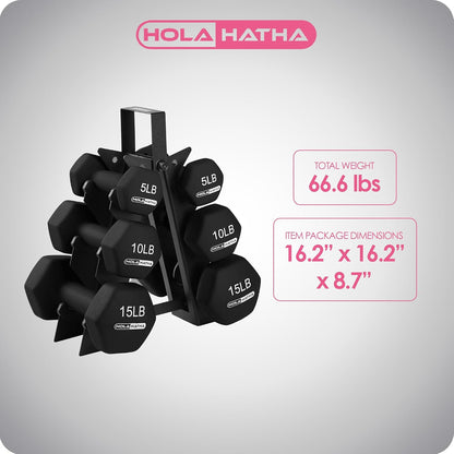 1, 2 and 3 lb Neoprene Dumbbell Strength Training Weight Set with Rack