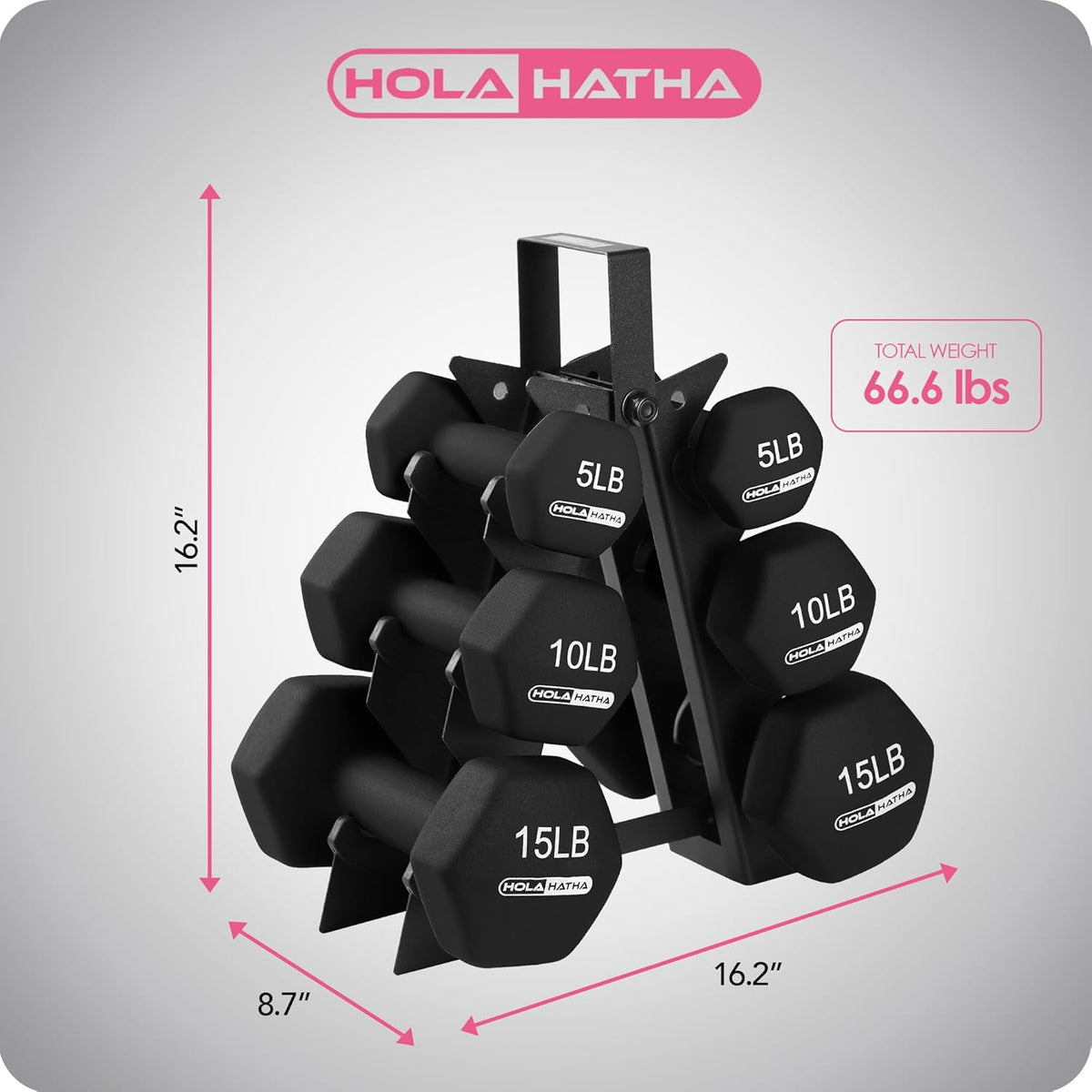 1, 2 and 3 lb Neoprene Dumbbell Strength Training Weight Set with Rack
