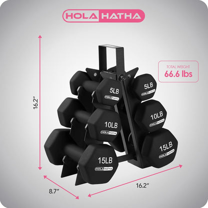 1, 2 and 3 lb Neoprene Dumbbell Strength Training Weight Set with Rack