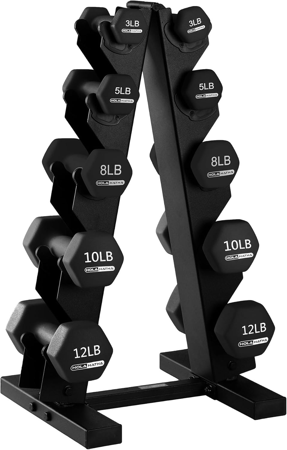 1, 2 and 3 lb Neoprene Dumbbell Strength Training Weight Set with Rack