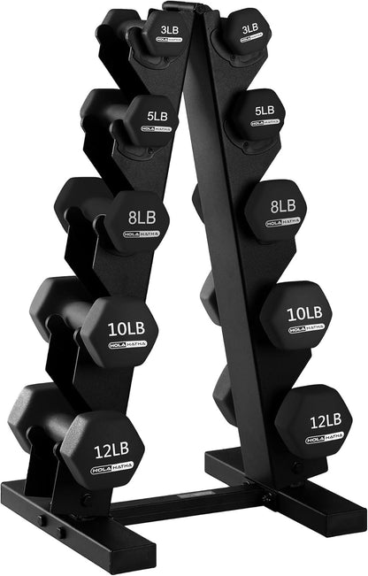 1, 2 and 3 lb Neoprene Dumbbell Strength Training Weight Set with Rack