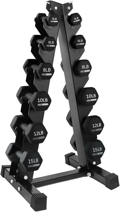 1, 2 and 3 lb Neoprene Dumbbell Strength Training Weight Set with Rack