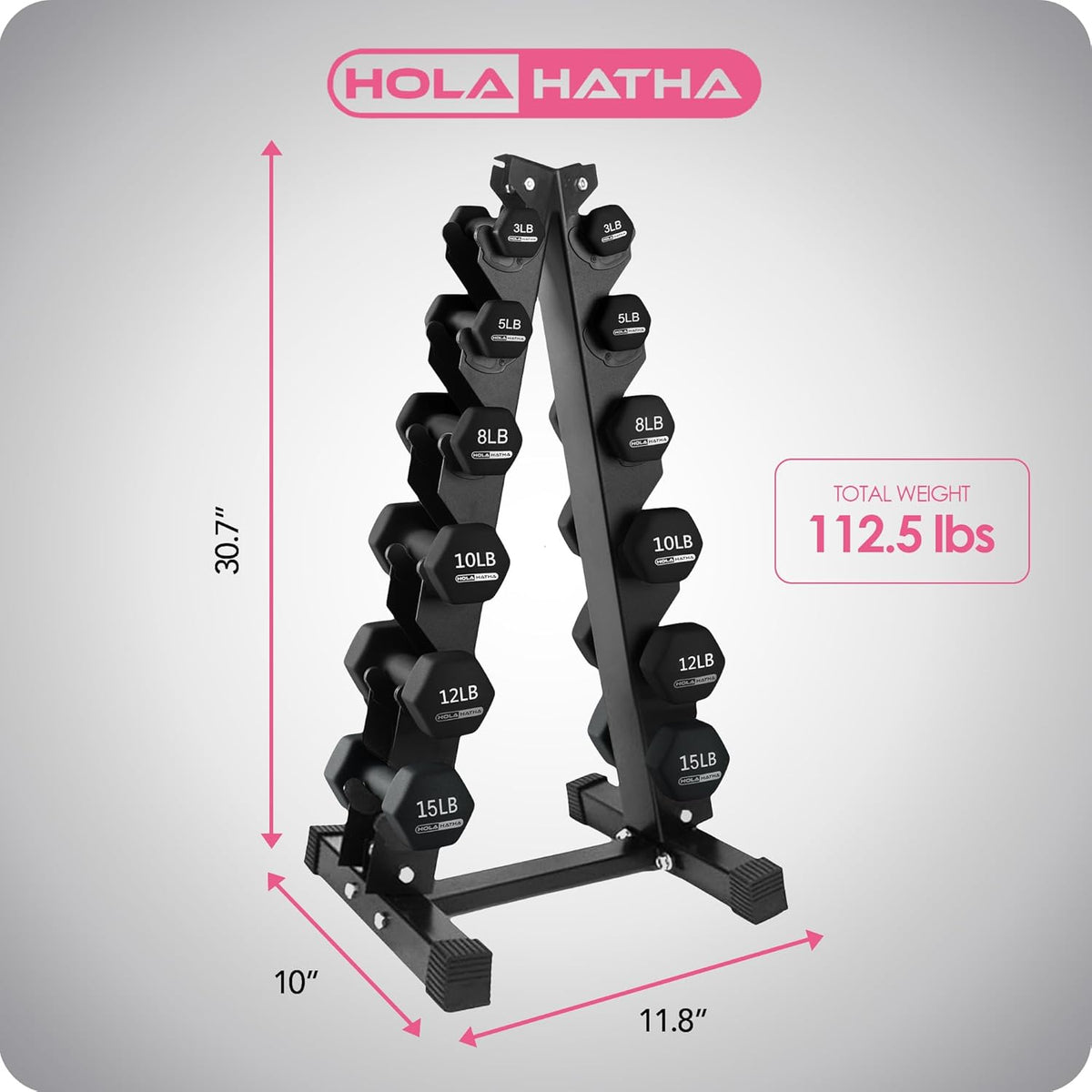 1, 2 and 3 lb Neoprene Dumbbell Strength Training Weight Set with Rack