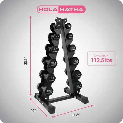 1, 2 and 3 lb Neoprene Dumbbell Strength Training Weight Set with Rack