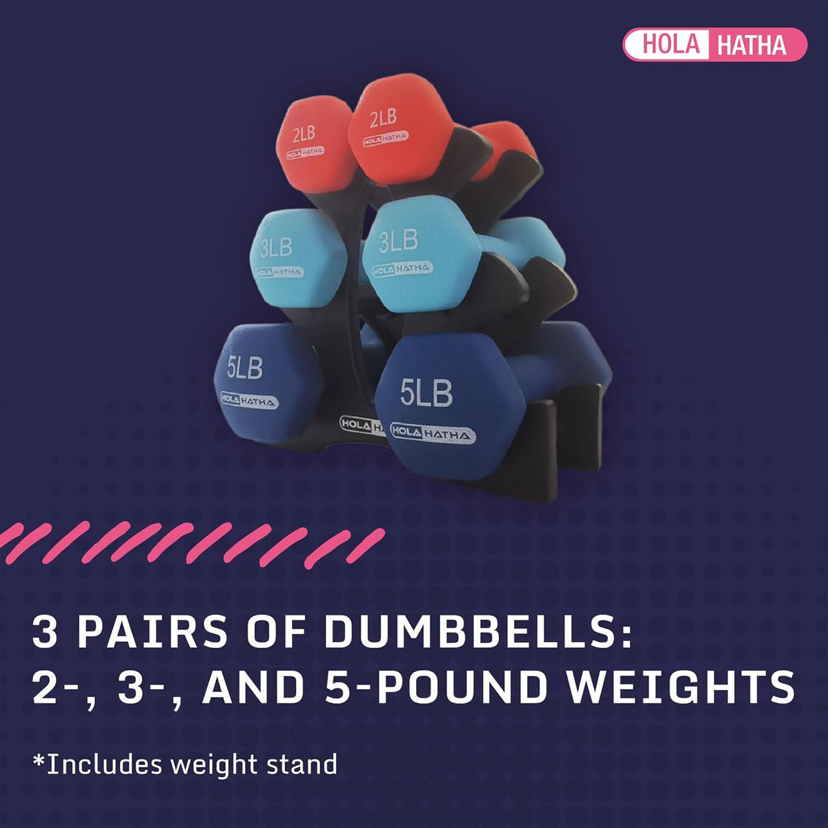 1, 2 and 3 lb Neoprene Dumbbell Strength Training Weight Set with Rack