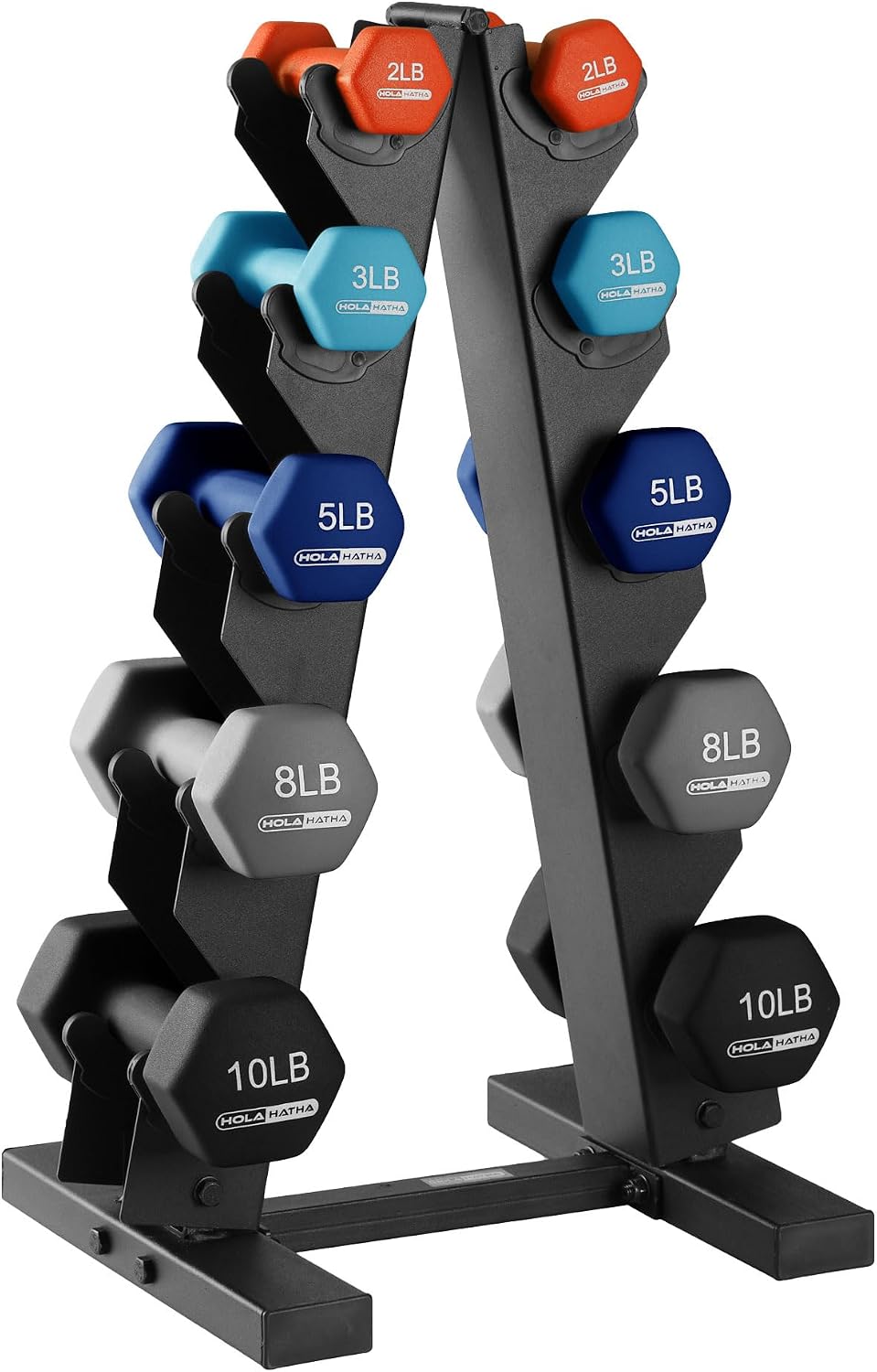 1, 2 and 3 lb Neoprene Dumbbell Strength Training Weight Set with Rack