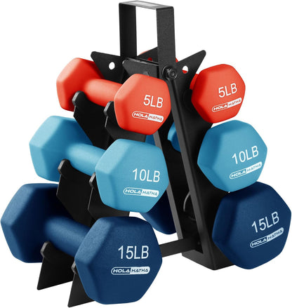 1, 2 and 3 lb Neoprene Dumbbell Strength Training Weight Set with Rack