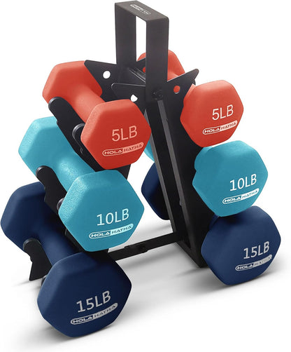 1, 2 and 3 lb Neoprene Dumbbell Strength Training Weight Set with Rack