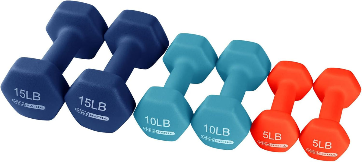 1, 2 and 3 lb Neoprene Dumbbell Strength Training Weight Set with Rack