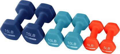 1, 2 and 3 lb Neoprene Dumbbell Strength Training Weight Set with Rack