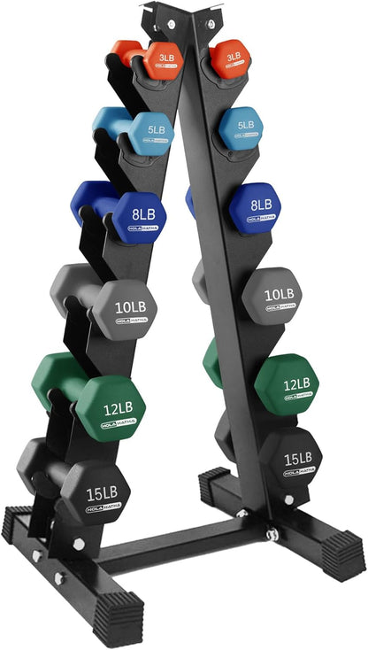 1, 2 and 3 lb Neoprene Dumbbell Strength Training Weight Set with Rack