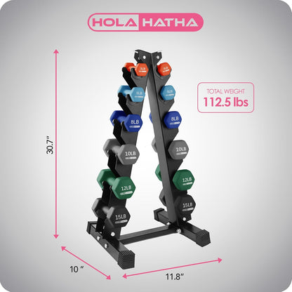 1, 2 and 3 lb Neoprene Dumbbell Strength Training Weight Set with Rack