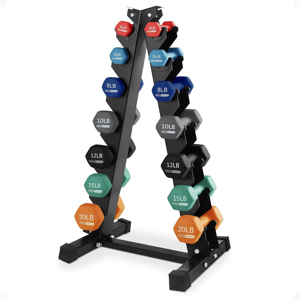 1, 2 and 3 lb Neoprene Dumbbell Strength Training Weight Set with Rack