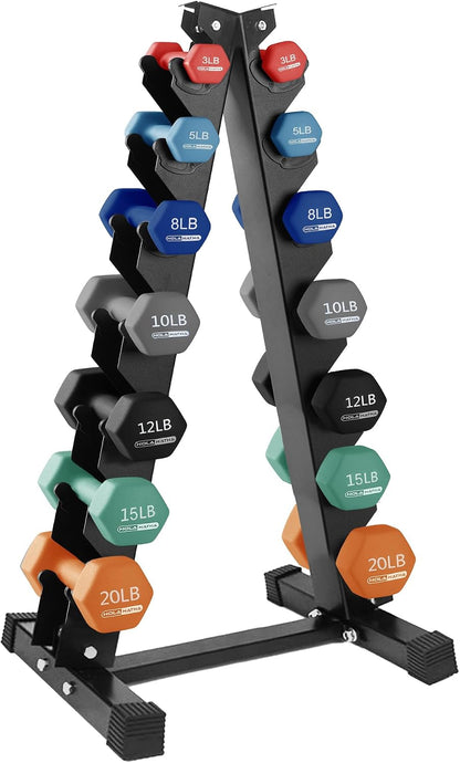 1, 2 and 3 lb Neoprene Dumbbell Strength Training Weight Set with Rack