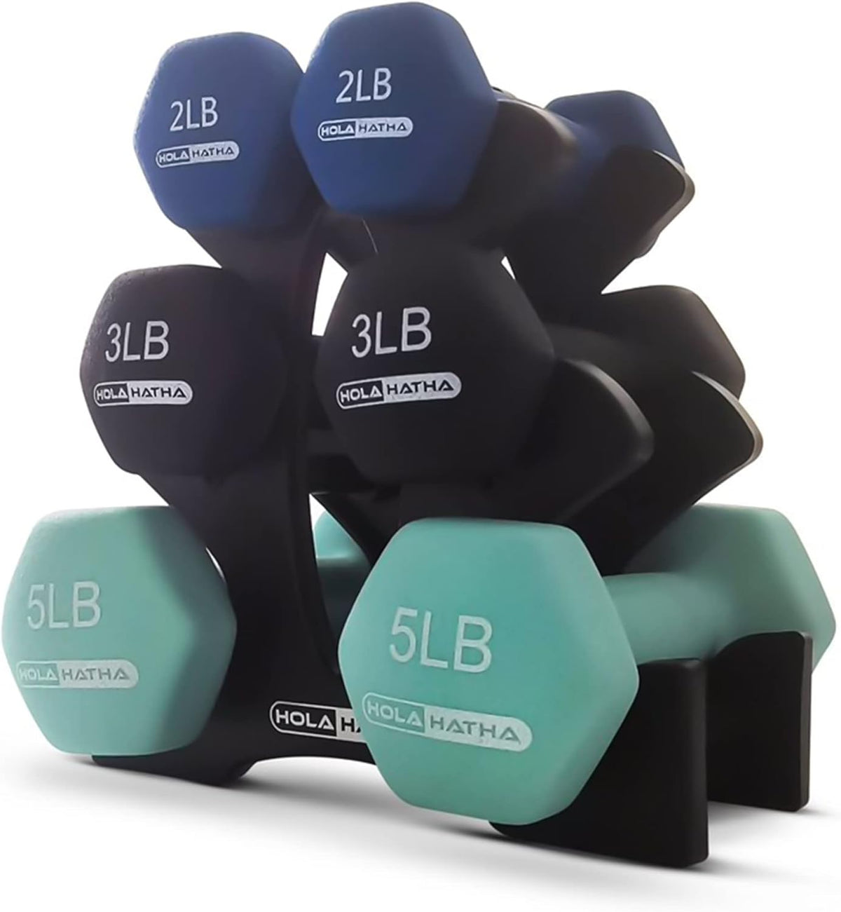 1, 2 and 3 lb Neoprene Dumbbell Strength Training Weight Set with Rack
