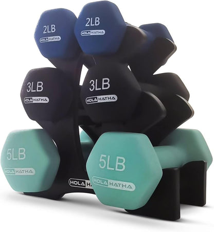 1, 2 and 3 lb Neoprene Dumbbell Strength Training Weight Set with Rack