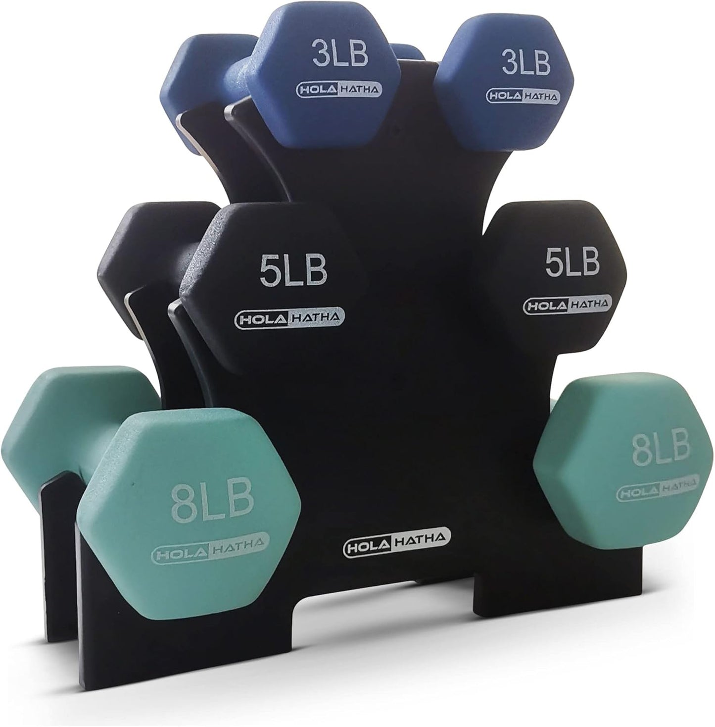 1, 2 and 3 lb Neoprene Dumbbell Strength Training Weight Set with Rack
