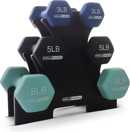 1, 2 and 3 lb Neoprene Dumbbell Strength Training Weight Set with Rack