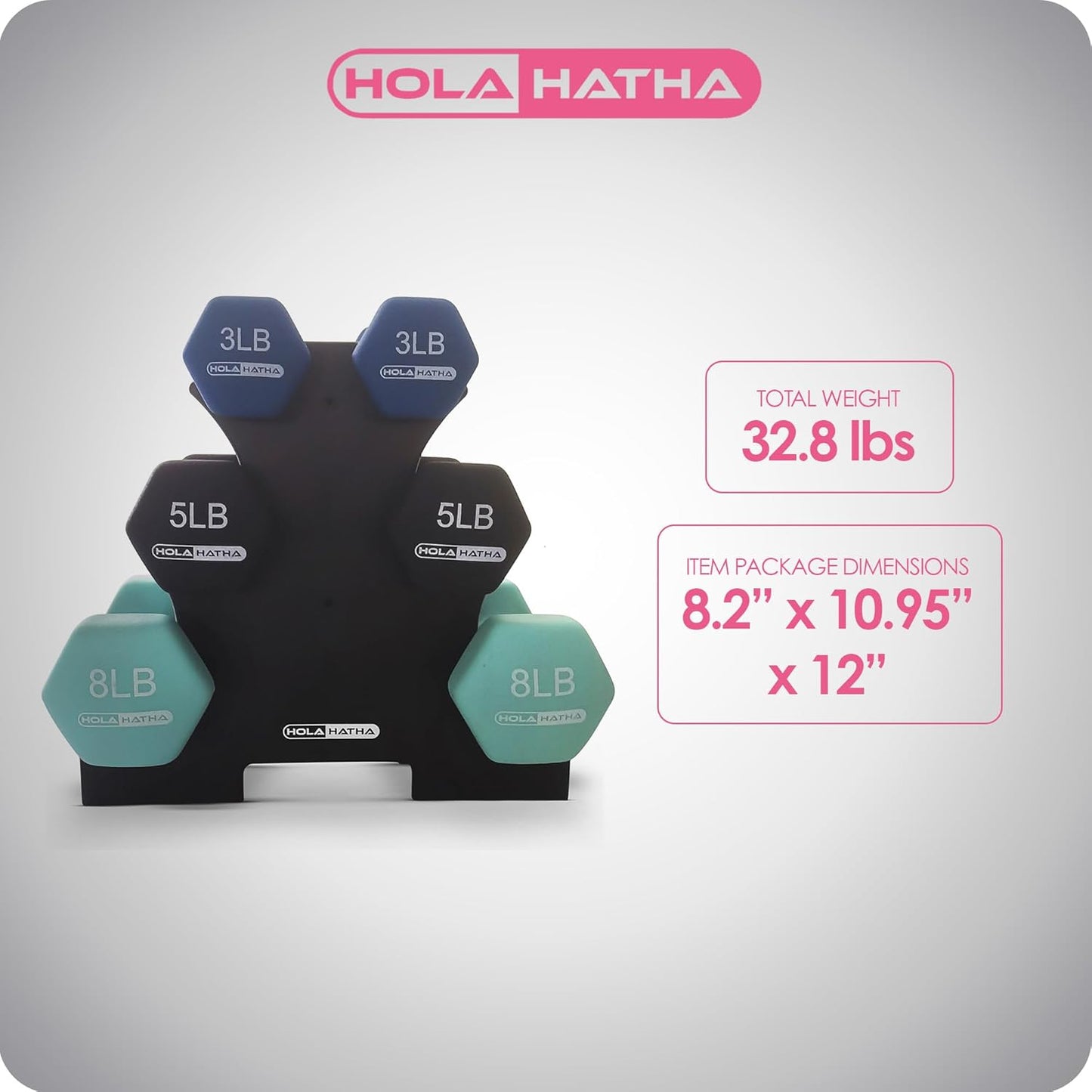 1, 2 and 3 lb Neoprene Dumbbell Strength Training Weight Set with Rack