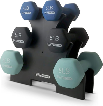1, 2 and 3 lb Neoprene Dumbbell Strength Training Weight Set with Rack