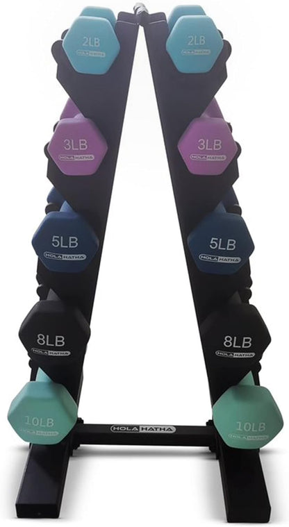1, 2 and 3 lb Neoprene Dumbbell Strength Training Weight Set with Rack