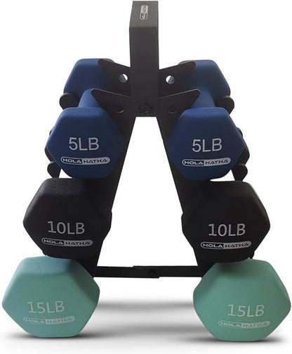 1, 2 and 3 lb Neoprene Dumbbell Strength Training Weight Set with Rack