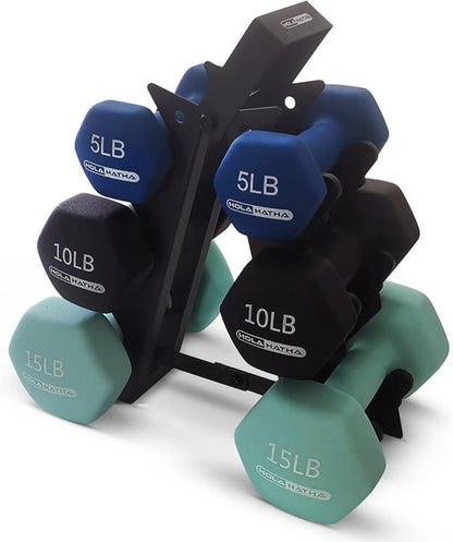 1, 2 and 3 lb Neoprene Dumbbell Strength Training Weight Set with Rack