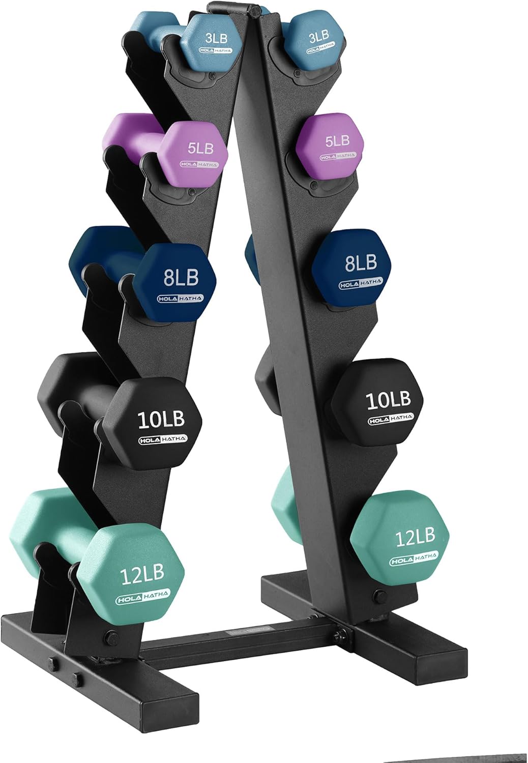1, 2 and 3 lb Neoprene Dumbbell Strength Training Weight Set with Rack