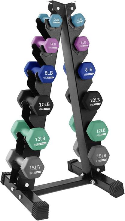 1, 2 and 3 lb Neoprene Dumbbell Strength Training Weight Set with Rack