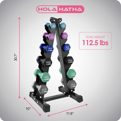 1, 2 and 3 lb Neoprene Dumbbell Strength Training Weight Set with Rack