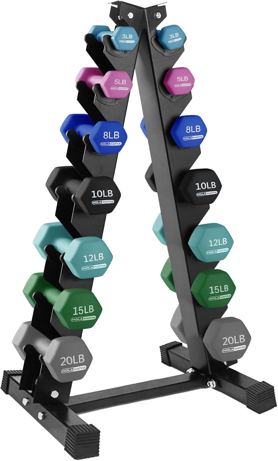 1, 2 and 3 lb Neoprene Dumbbell Strength Training Weight Set with Rack