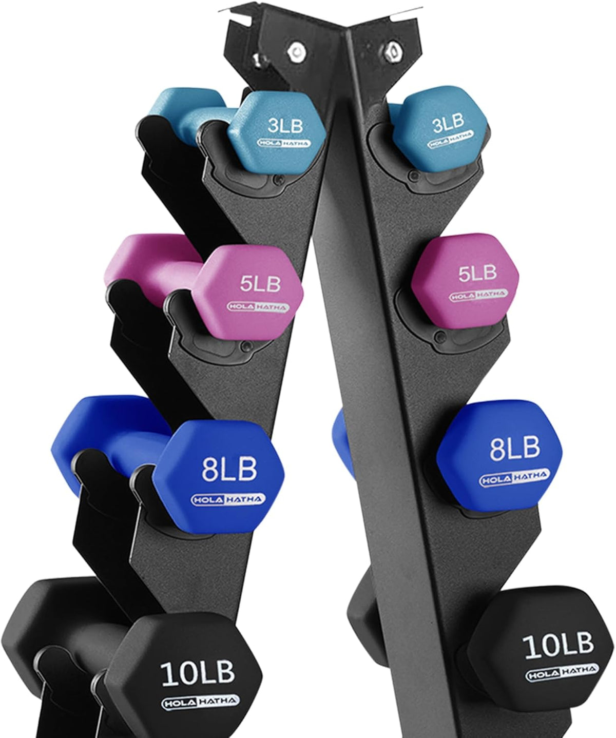 1, 2 and 3 lb Neoprene Dumbbell Strength Training Weight Set with Rack