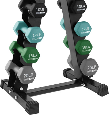 1, 2 and 3 lb Neoprene Dumbbell Strength Training Weight Set with Rack
