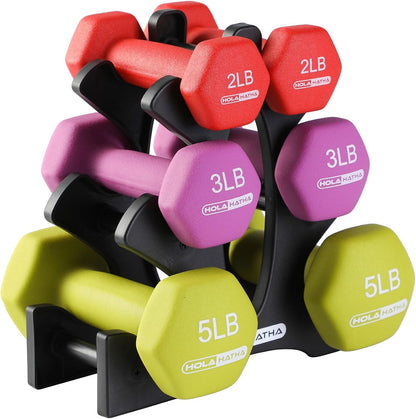 1, 2 and 3 lb Neoprene Dumbbell Strength Training Weight Set with Rack