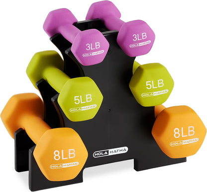 1, 2 and 3 lb Neoprene Dumbbell Strength Training Weight Set with Rack