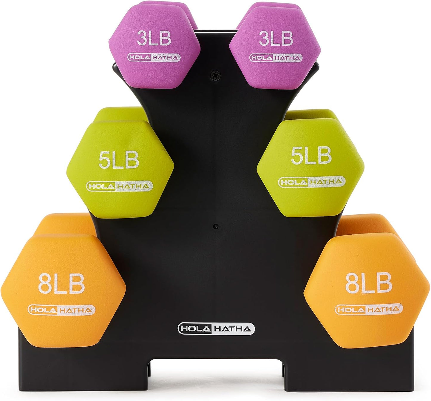 1, 2 and 3 lb Neoprene Dumbbell Strength Training Weight Set with Rack