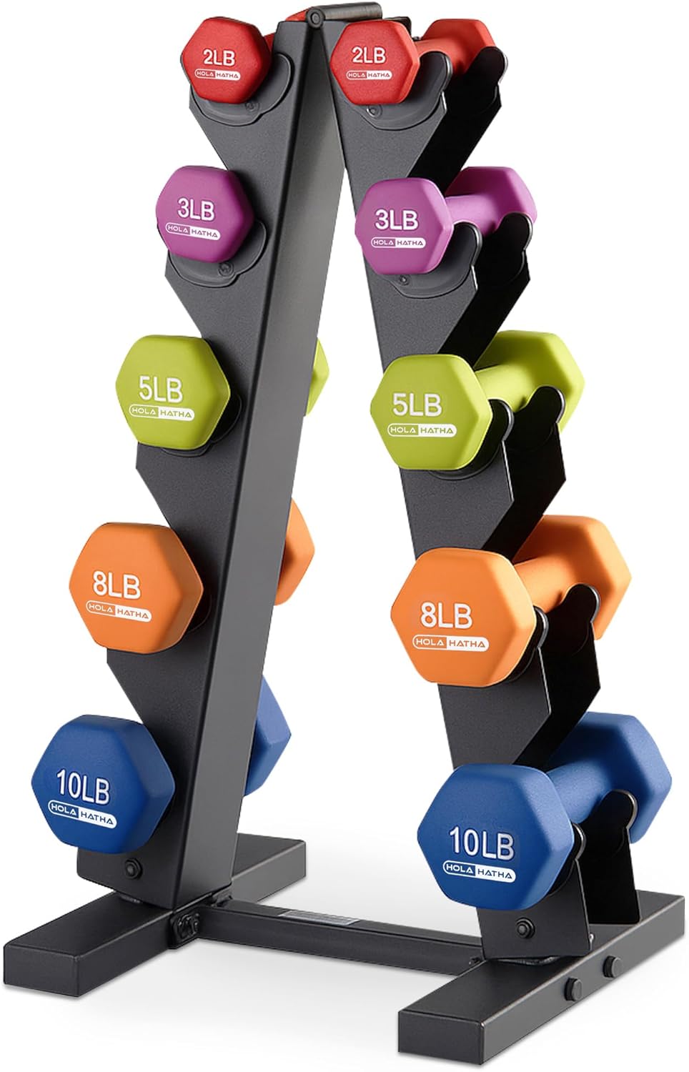 1, 2 and 3 lb Neoprene Dumbbell Strength Training Weight Set with Rack
