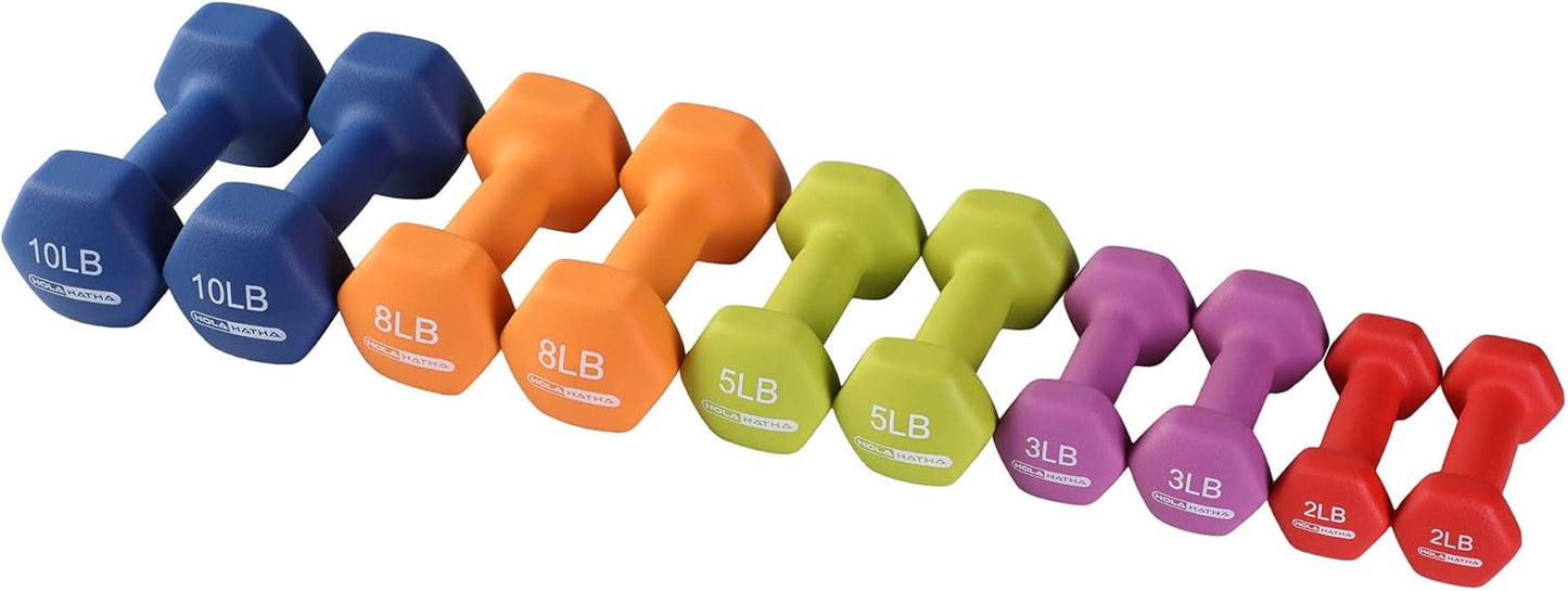 1, 2 and 3 lb Neoprene Dumbbell Strength Training Weight Set with Rack