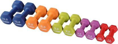 1, 2 and 3 lb Neoprene Dumbbell Strength Training Weight Set with Rack