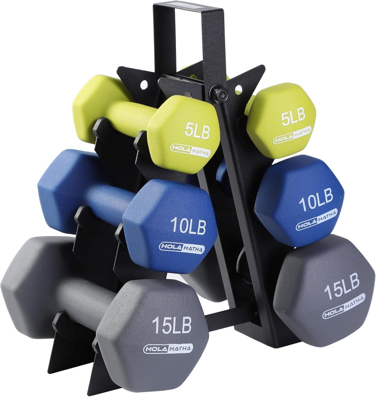 1, 2 and 3 lb Neoprene Dumbbell Strength Training Weight Set with Rack