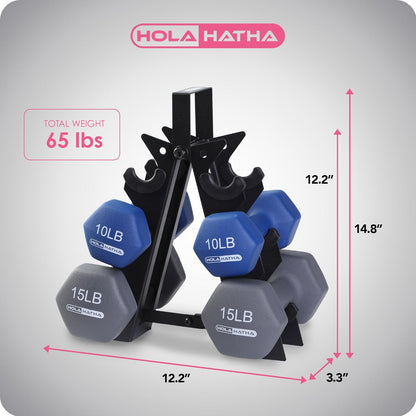 1, 2 and 3 lb Neoprene Dumbbell Strength Training Weight Set with Rack