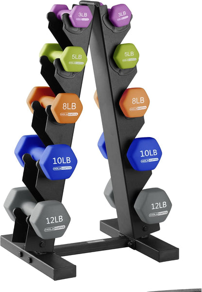 1, 2 and 3 lb Neoprene Dumbbell Strength Training Weight Set with Rack
